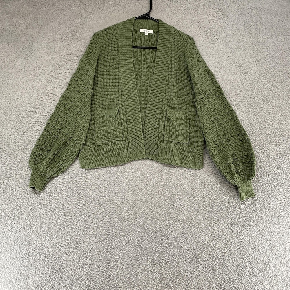 Madewell Cardigan Sweater Womens XS Bobble Balloon Sleeve Chunky Boxy Cotton